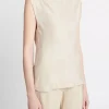 Shirts + Tops | Vince Asymmetric Drape Cap Slv Blouse Oat Sand