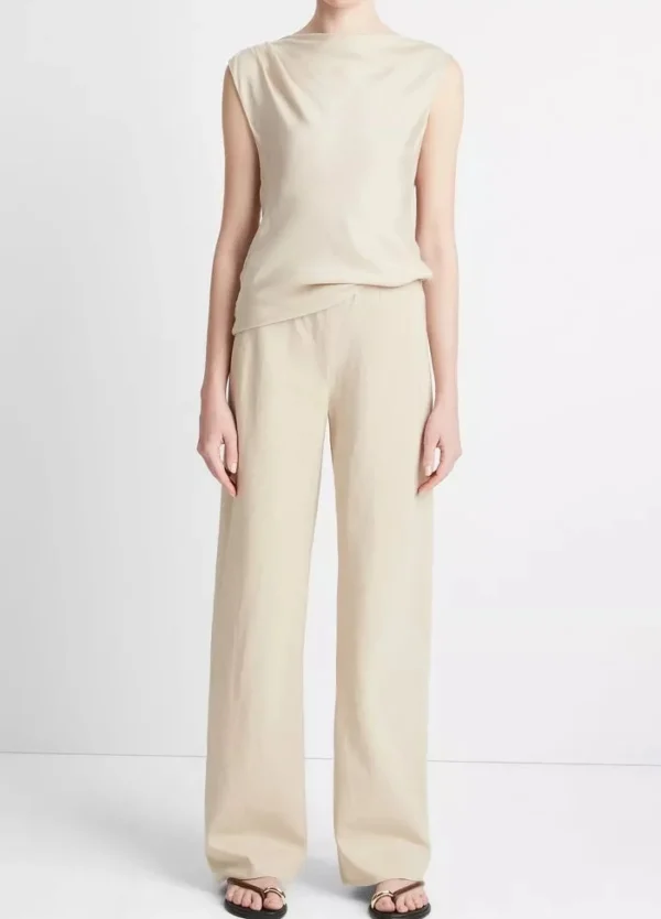 Shirts + Tops | Vince Asymmetric Drape Cap Slv Blouse Oat Sand
