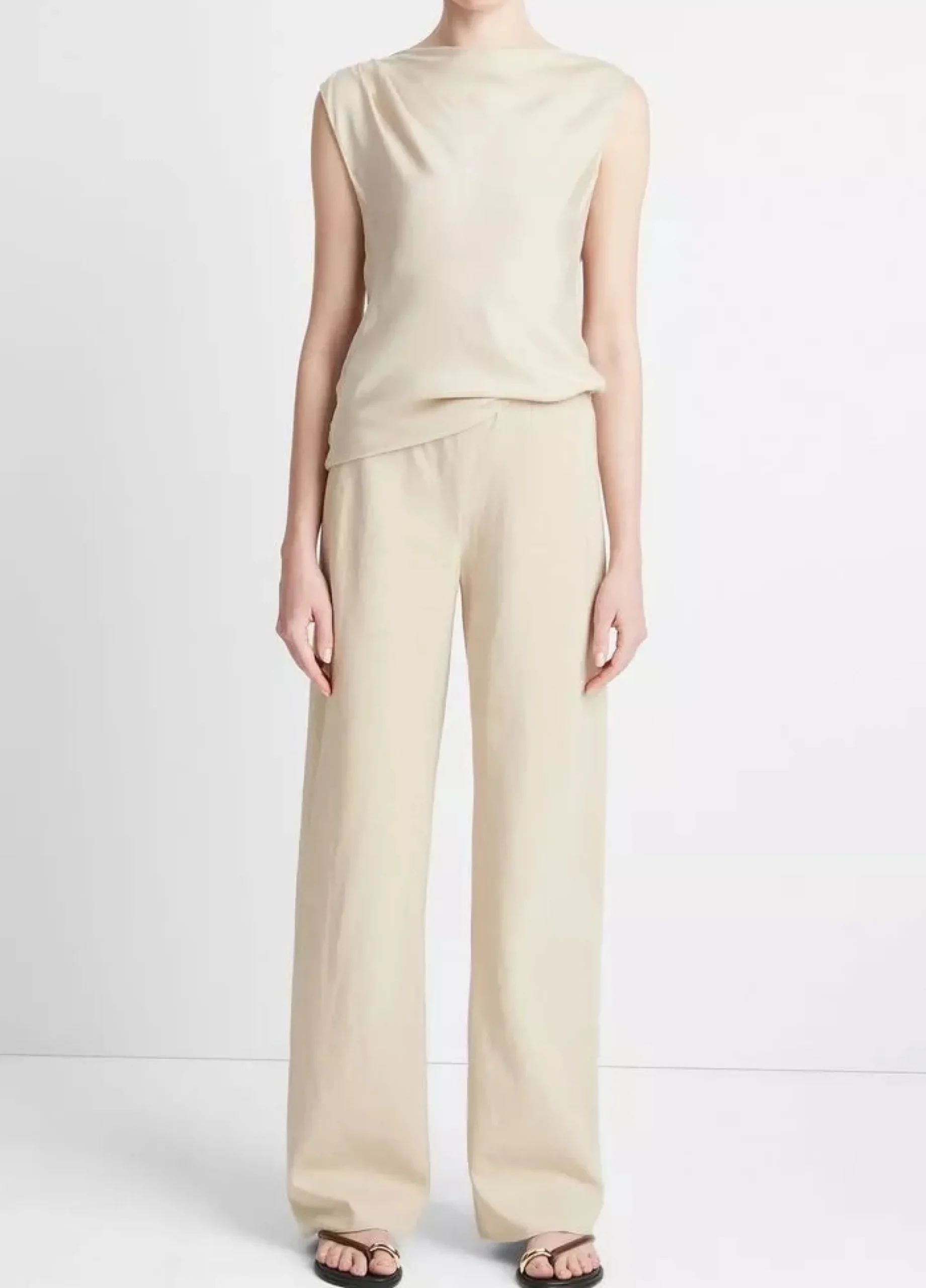 vince_asymmetric_drape_ca_2.webp Shirts + Tops | Vince Asymmetric Drape Cap Slv Blouse Oat Sand