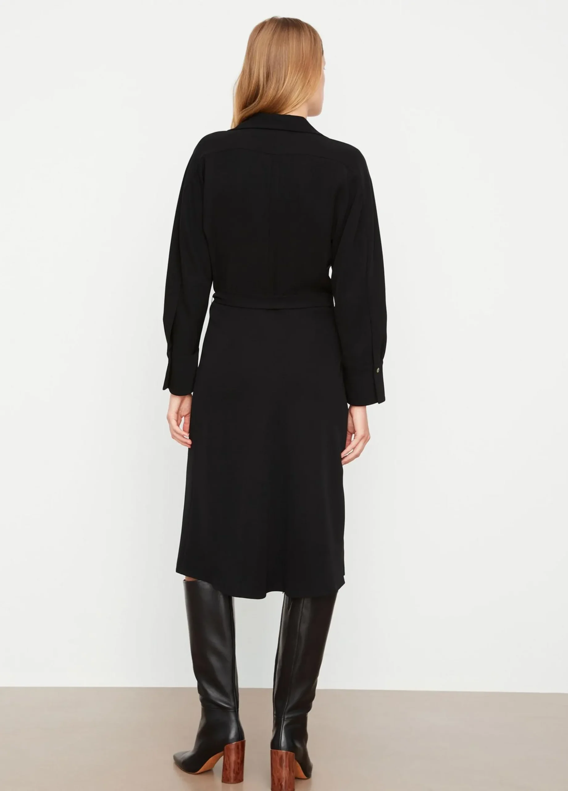 vince_belted_long_sleeve__1.webp Dresses | Vince Belted Long Sleeve Shirt Dress Black