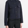 Outerwear | Vince Double-Knit Cotton-Blend Cropped Jacket Coastal Blue