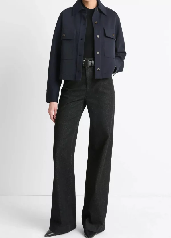 Outerwear | Vince Double-Knit Cotton-Blend Cropped Jacket Coastal Blue