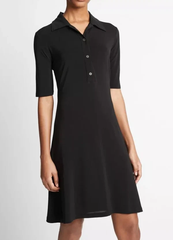 Dresses | Vince Elbow Sleeve Polo Dress Black