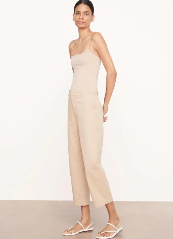 Pants | Vince Mid Rise Washed Cotton Cropped Pants Pale Wheat