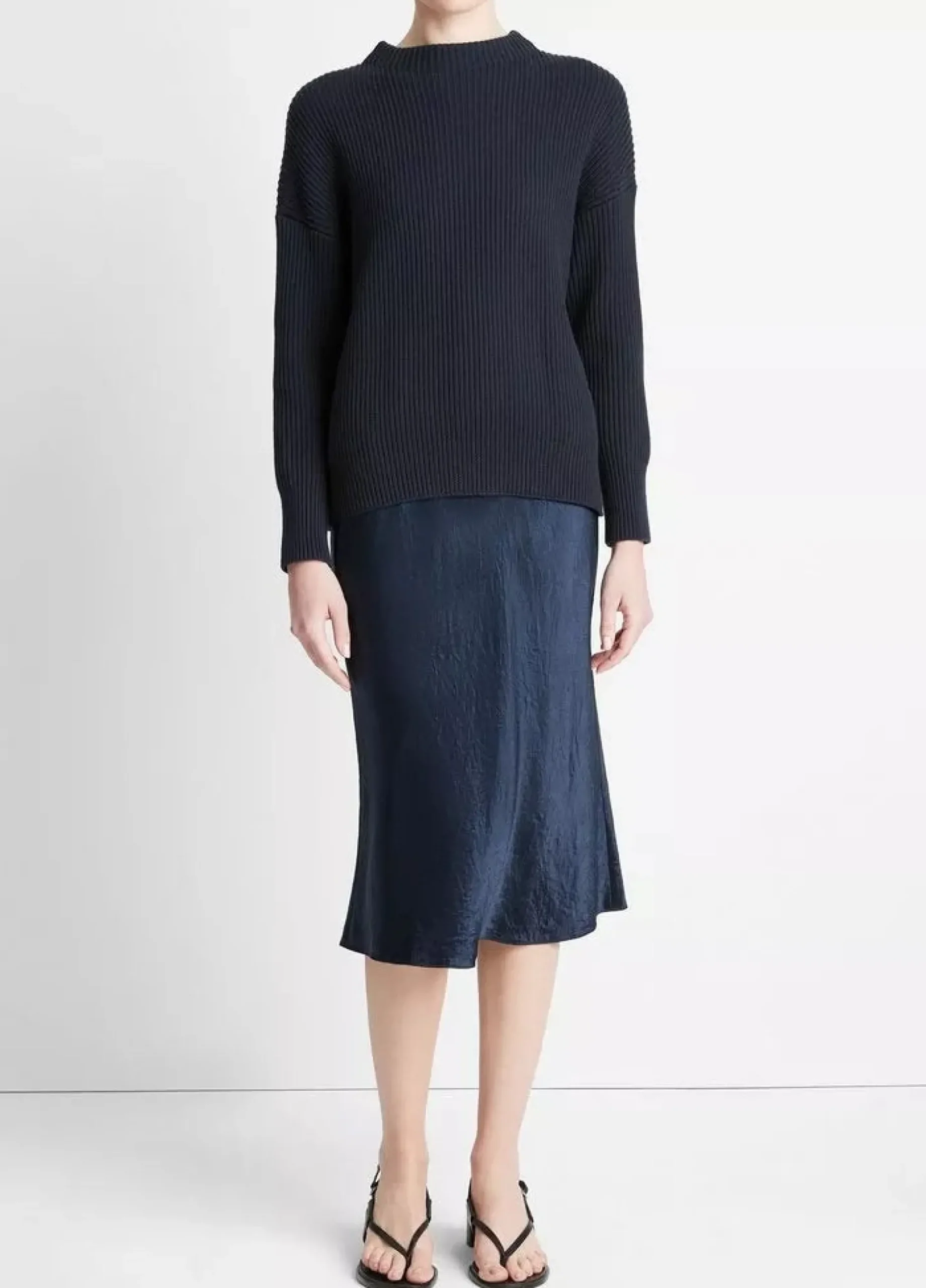 vince_ribbed_funnel_knit__2.webp Sweaters | Vince Ribbed Funnel Knit Navy