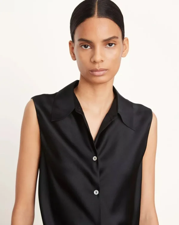 Shirts + Tops | Vince Sleeveless Bias Shirt Black