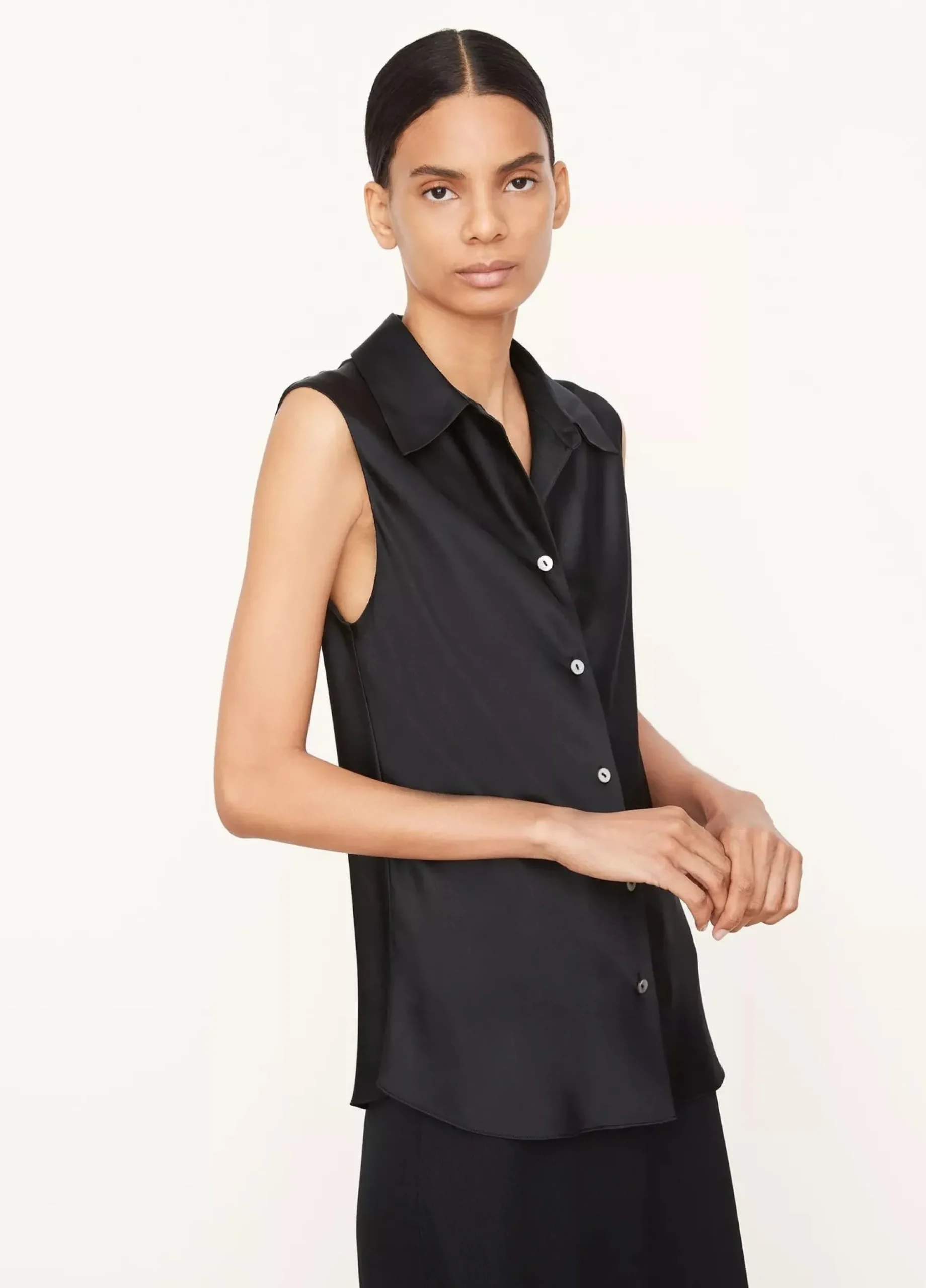 vince_sleeveless_bias_shi_1.webp Shirts + Tops | Vince Sleeveless Bias Shirt Black