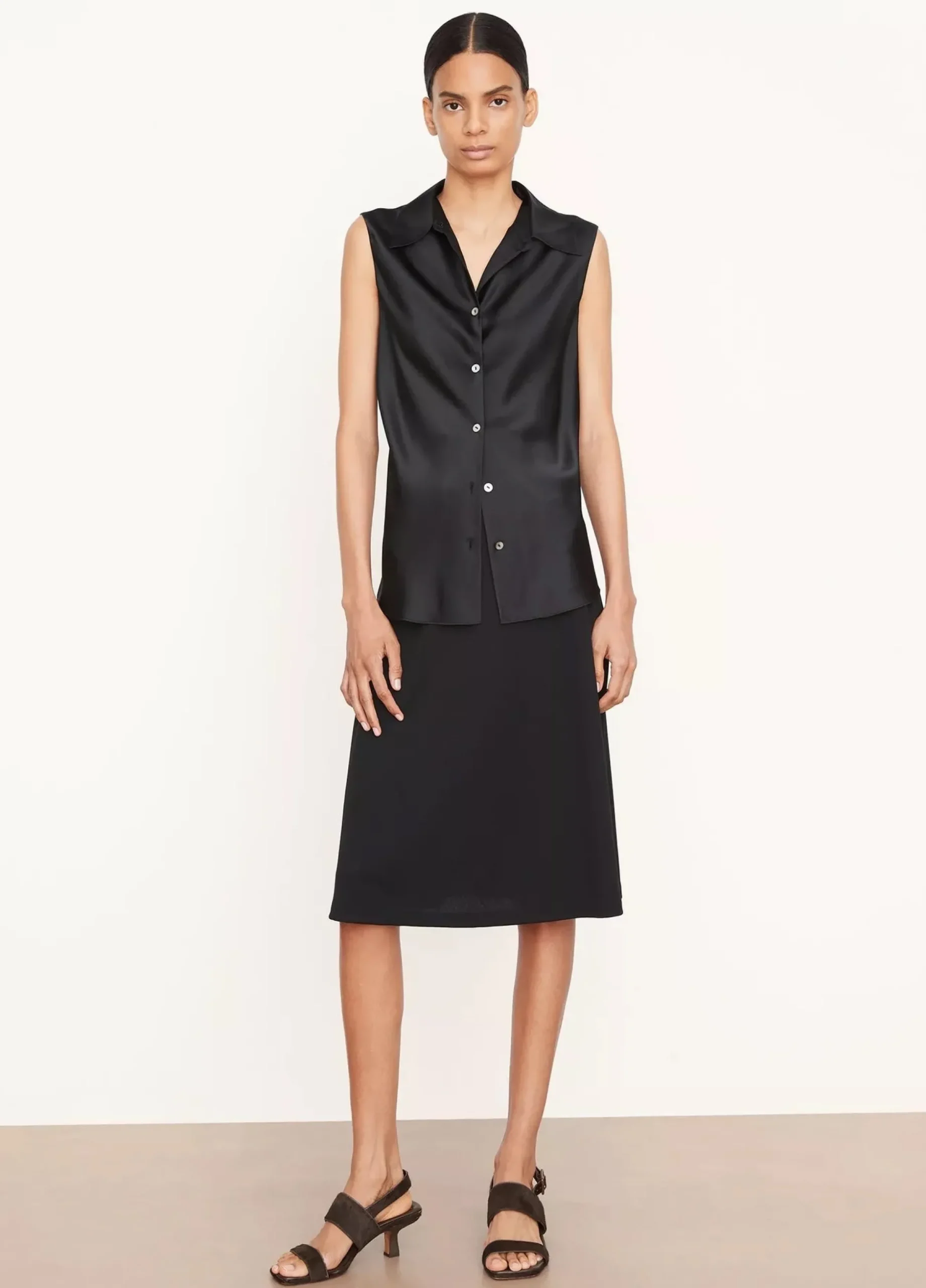 vince_sleeveless_bias_shi_3.webp Shirts + Tops | Vince Sleeveless Bias Shirt Black