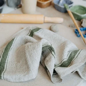 Home Decor | Pillows | Thistle Hill Vintage Linen Kitchen Towel Green Stripe