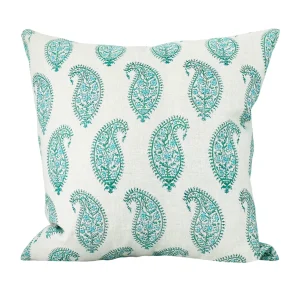 Pillows | Walter G Paisley Emerald Linen Cushion