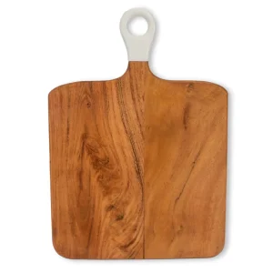 Tabletop | Thistle Hill Wood + White Collection Acacia Wood Square Charcuterie Board