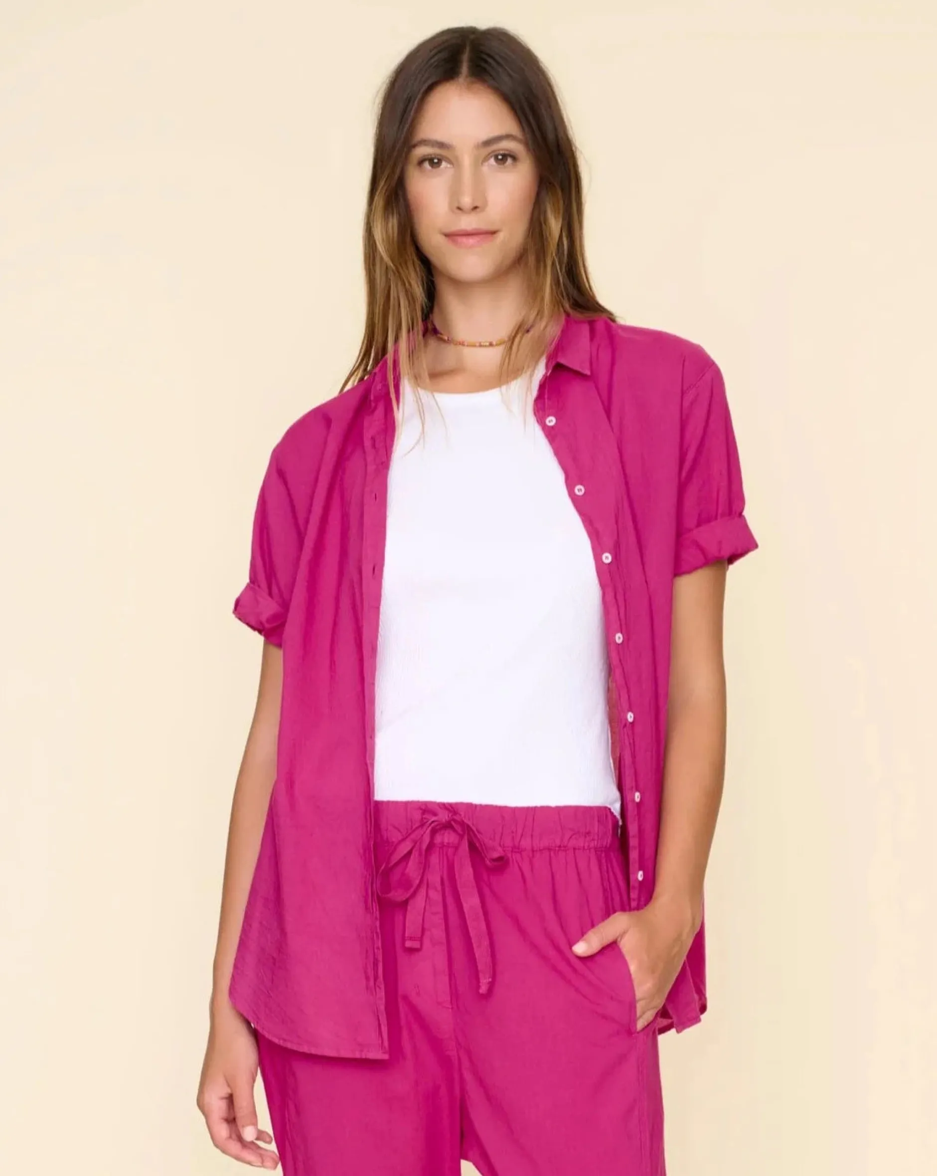 xirena_channing_shirt_pin_1.webp Shirts + Tops | Xirena Channing Shirt Pink Plum